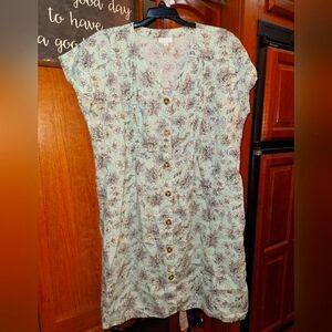 A J.Jill Love Linen capped sleeve midi 100% linen floral dress in a size medium.